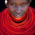 Samburu young girl with red neckalce - Kenya by Eric Lafforgue