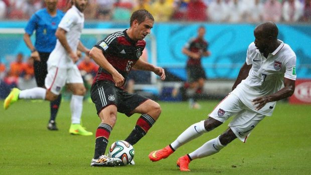 2014 Fifa World Cup - Germany captain Philipp Lahm and USA defender DaMarcus Beasley vie for the ball in Recife.