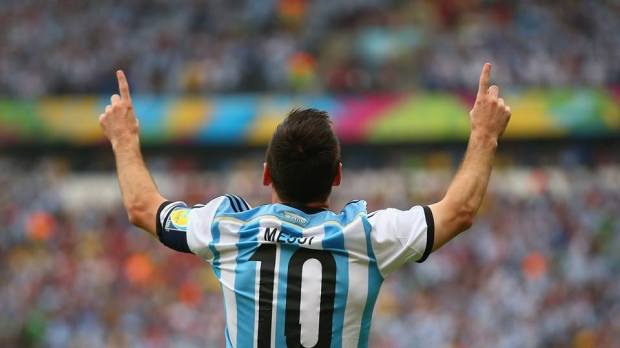 2014 FIFA World Cup - Argentina captain Lionel Messi celebrates scoring the opener in the 3rd minute.