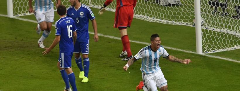 2014 Fifa World Cup - Argentina 1 vs. 0 Bosnia-Herzegovina - Argentina's Marcos Rojo celebrates