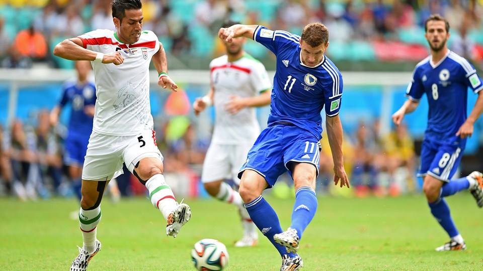 2014 FIFA World Cup - Bosnia and Herzegovina striker Edin Dzeko scores the opener in the 23rd minute.