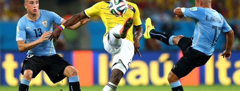 2014 FIFA World Cup - Colombia's Jackson Martinez controls the ball at the Maracana.