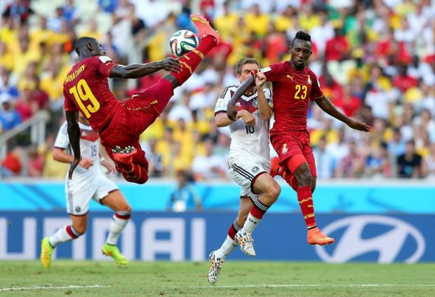 2014 FIFA World Cup - Ghana's Jonathan Mensah intercepts the ball