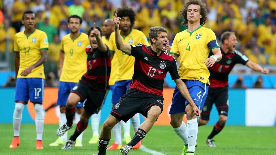 2014 FIFA World Cup - Germany's Muller celebrates scoring his fifth goal of Brazil 2014