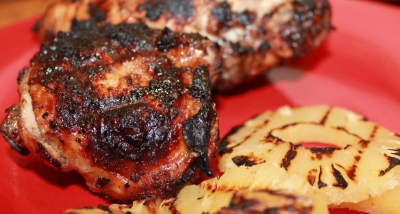 Jamaican Food / Recipes - Jerk chicken with grilled pineapple. K.Barnes