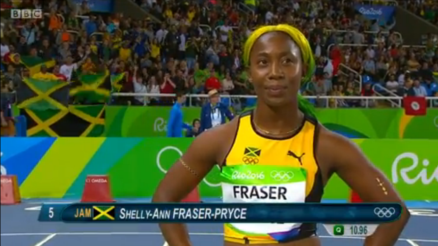 shelly ann fraser pryce in semi finals 100m