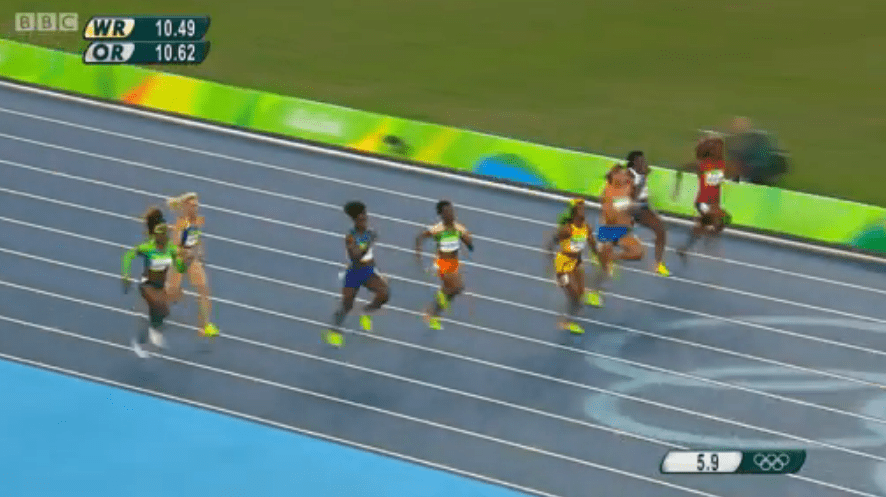 shelly ann fraser pryce in semi finals 100m