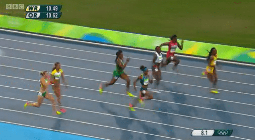 elaine thompson in semi finals 100m