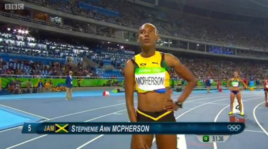 stephanie ann mcpherson in womens 400m semi finals at rio