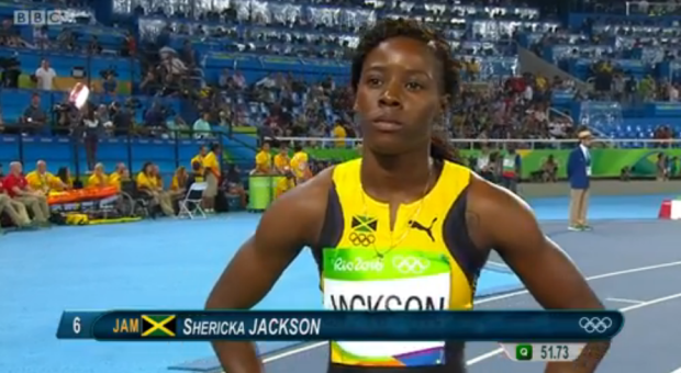 sherika jackson in womens 400m semi finals at rio