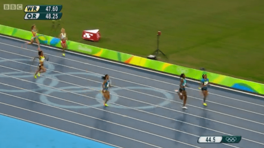 christine day in womens 400m semi finals at rio