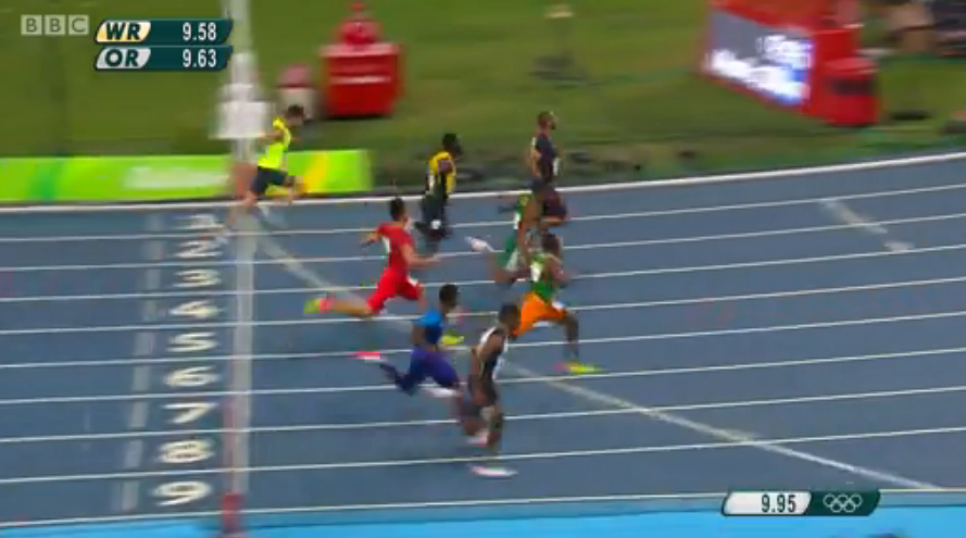 Nickel Ashmeade in the mens 100m semi finals rio