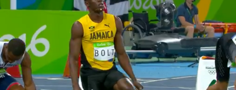 Usain Bolt wins his semi final of the mens 100m in rio
