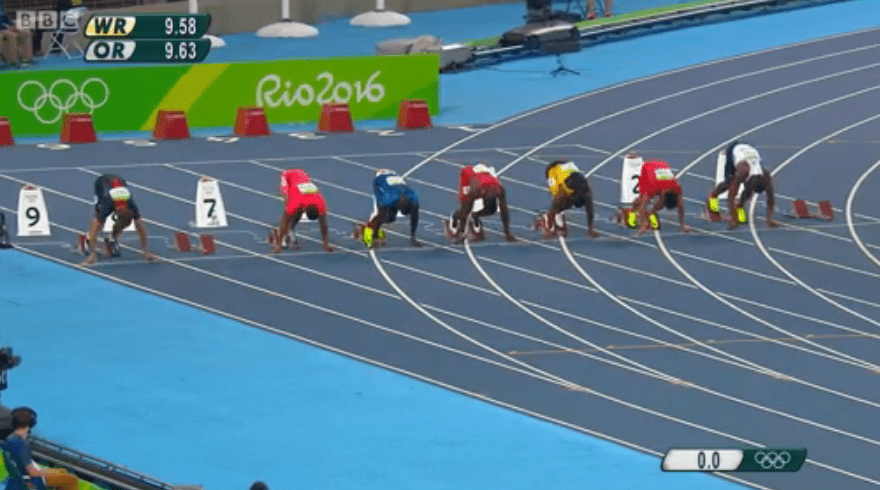 YOHAN BLAKE in the mens 100m semi finals rio
