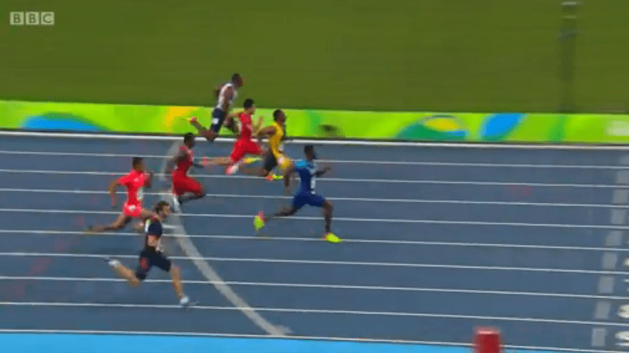 YOHAN BLAKE in the mens 100m semi finals rio