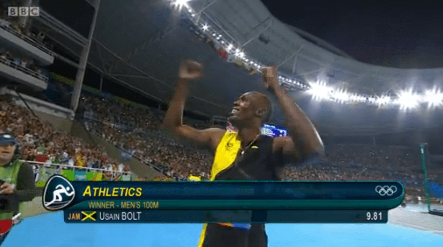 usain bolt wins the 100m at the olympics in rio