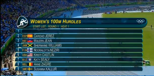 Shermane Williams in womens 100m hurdles at rio 2016 olympics