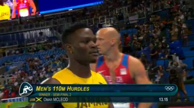 omar mcleod at rio in 110m semi final