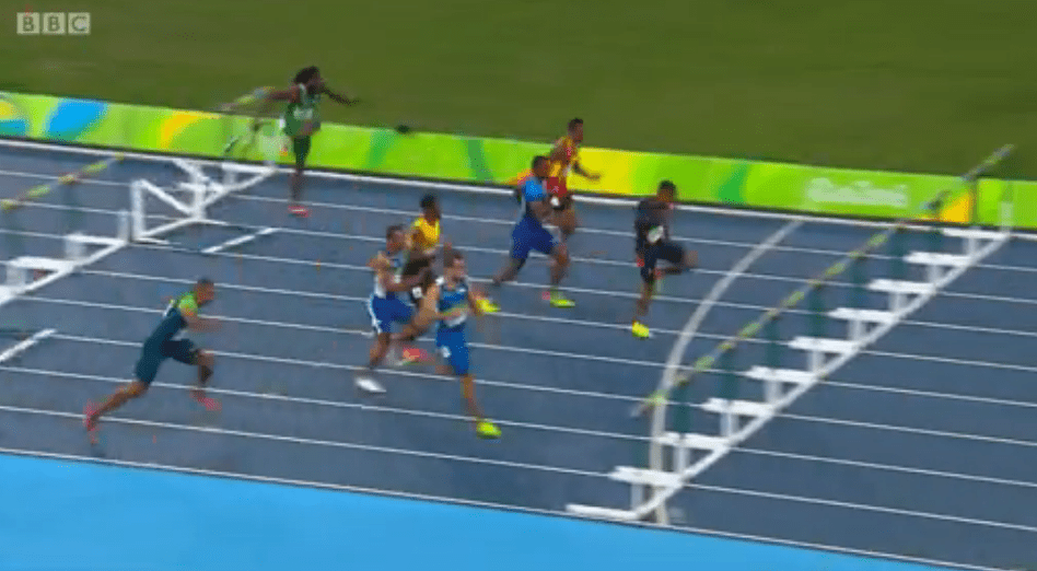 andrew riley at rio 110m hurdles semi finals