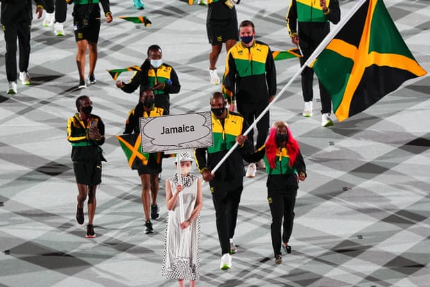 Jamaica olympics team at opening ceremony in Tokyo